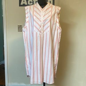 NWT ABERCROMBIE & FITCH RED & WHITE STRIPED SLEEVELESS COTTON SHIRT DRESS